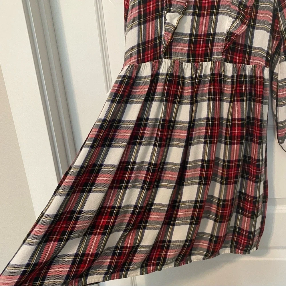 Plaid Ruffle Dress Size XL 14/16 Red Black Yellow White